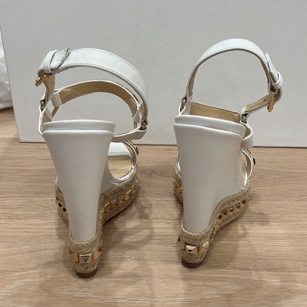 Christian Louboutin Cataclou 140 CAlf:Rope wedge shoe 37 white and gold - Picture 5 of 12